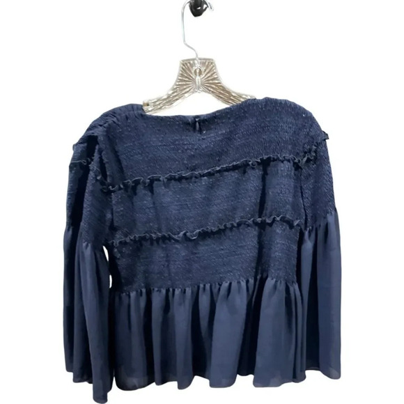 See by Chloe Navy Peplum top 3/4 sleeve top medium/sz 38 EUC - Picture 6 of 10